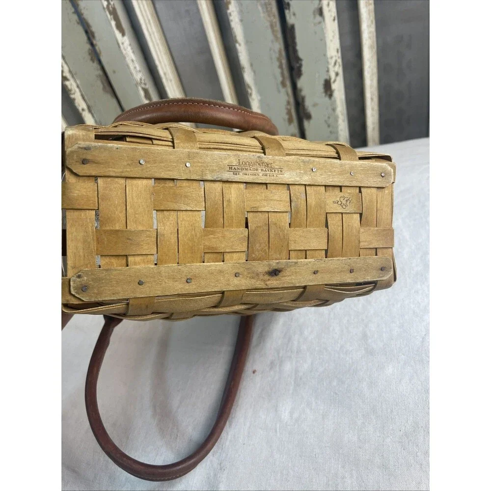 Longaberger 2003 Medium Boardwalk Basket Tote Purse w/ Protector Signed